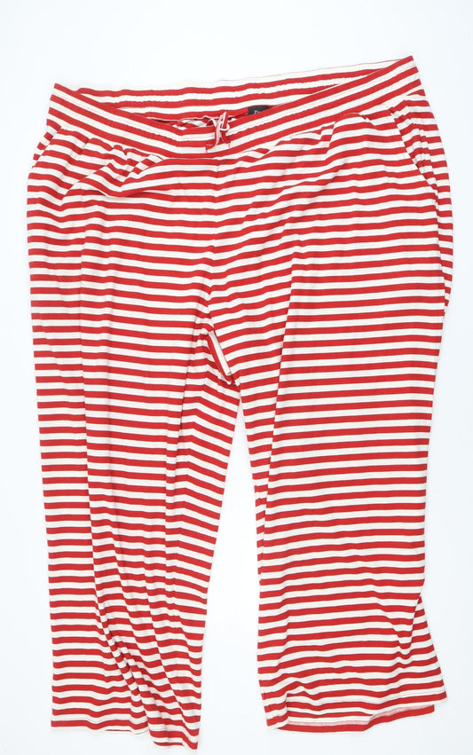 Zizzi Women’s Red White Striped Jersey 3XL Plus Size Leggings