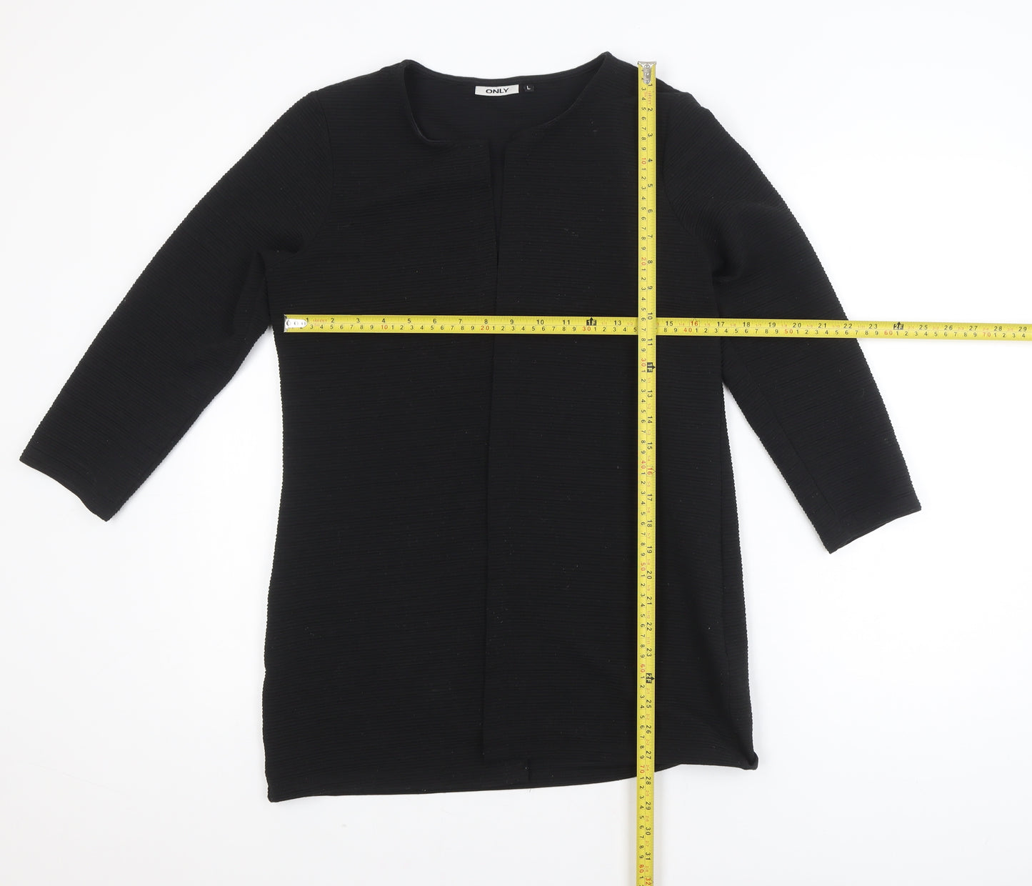 ONLY Women’s Black Tunic Blouse L 3/4 Sleeve Stretch Jersey