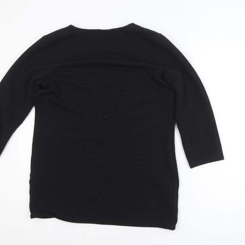 ONLY Women’s Black Tunic Blouse L 3/4 Sleeve Stretch Jersey