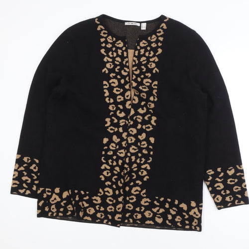 Punt Roma Women's Black Leopard Print Long Sleeve Cardigan Size L