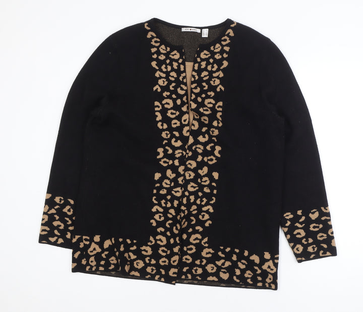 Punt Roma Women's Black Leopard Print Long Sleeve Cardigan Size L