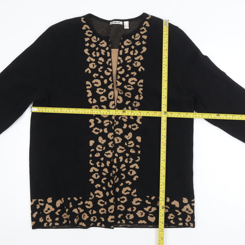 Punt Roma Women's Black Leopard Print Long Sleeve Cardigan Size L