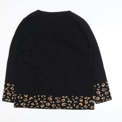 Punt Roma Women's Black Leopard Print Long Sleeve Cardigan Size L
