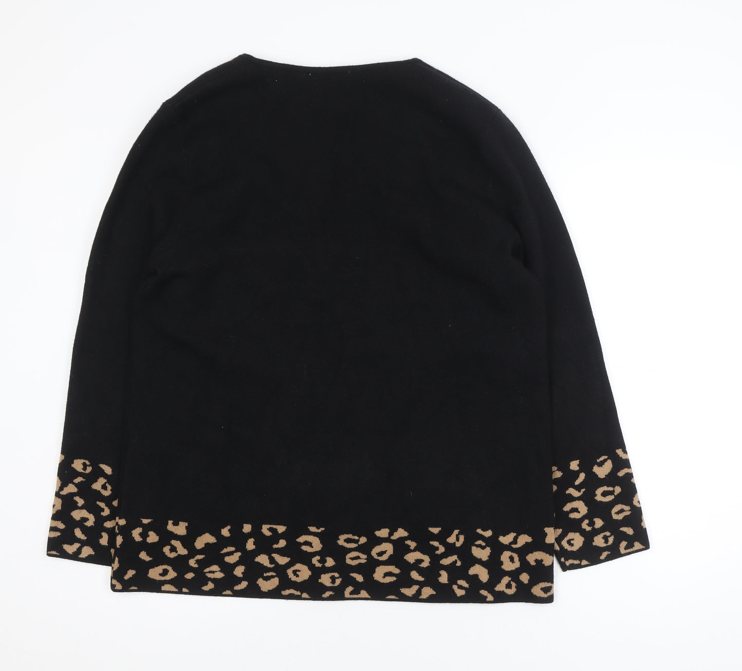 Punt Roma Women's Black Leopard Print Long Sleeve Cardigan Size L