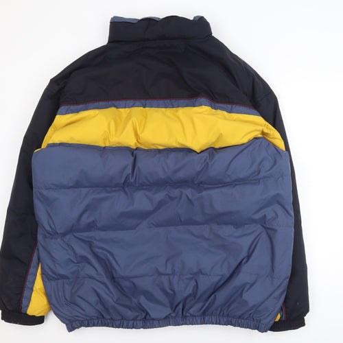 Fila Men's Blue Colourblock Puffer Jacket XL Retro Winter Coat