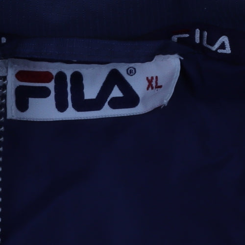 Fila Men's Blue Colourblock Puffer Jacket XL Retro Winter Coat