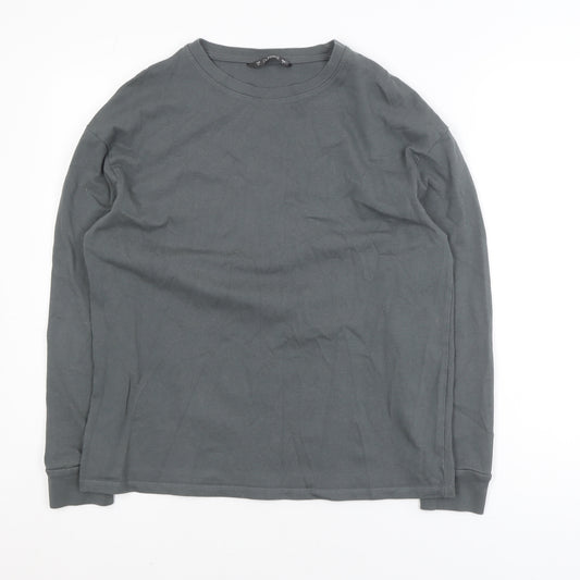 Dunnes Men's Grey Cotton Crew Neck Long Sleeve Pullover Jumper M
