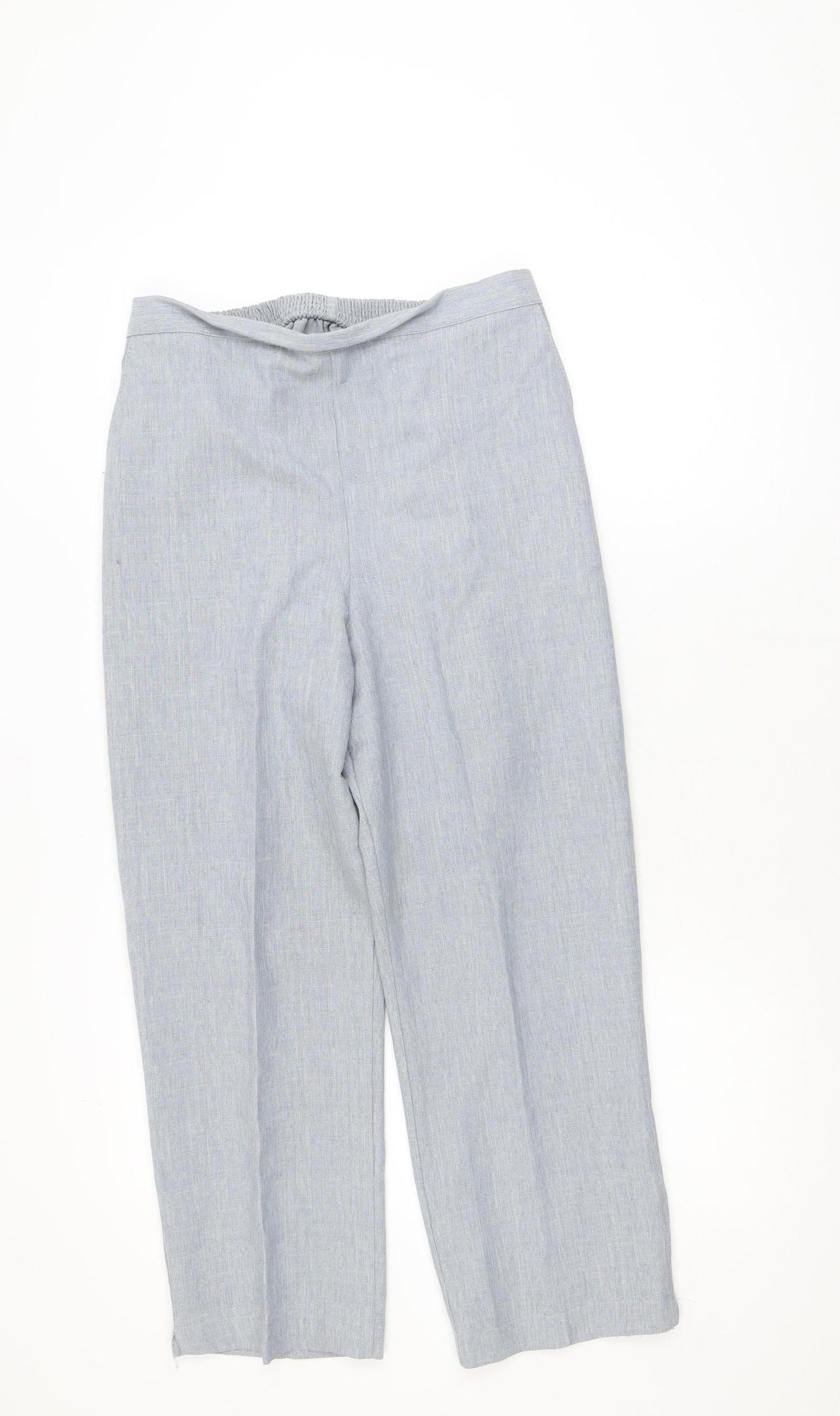 Bassini Women’s Grey Cropped Trousers Size 14 Polyester Elastic Waist