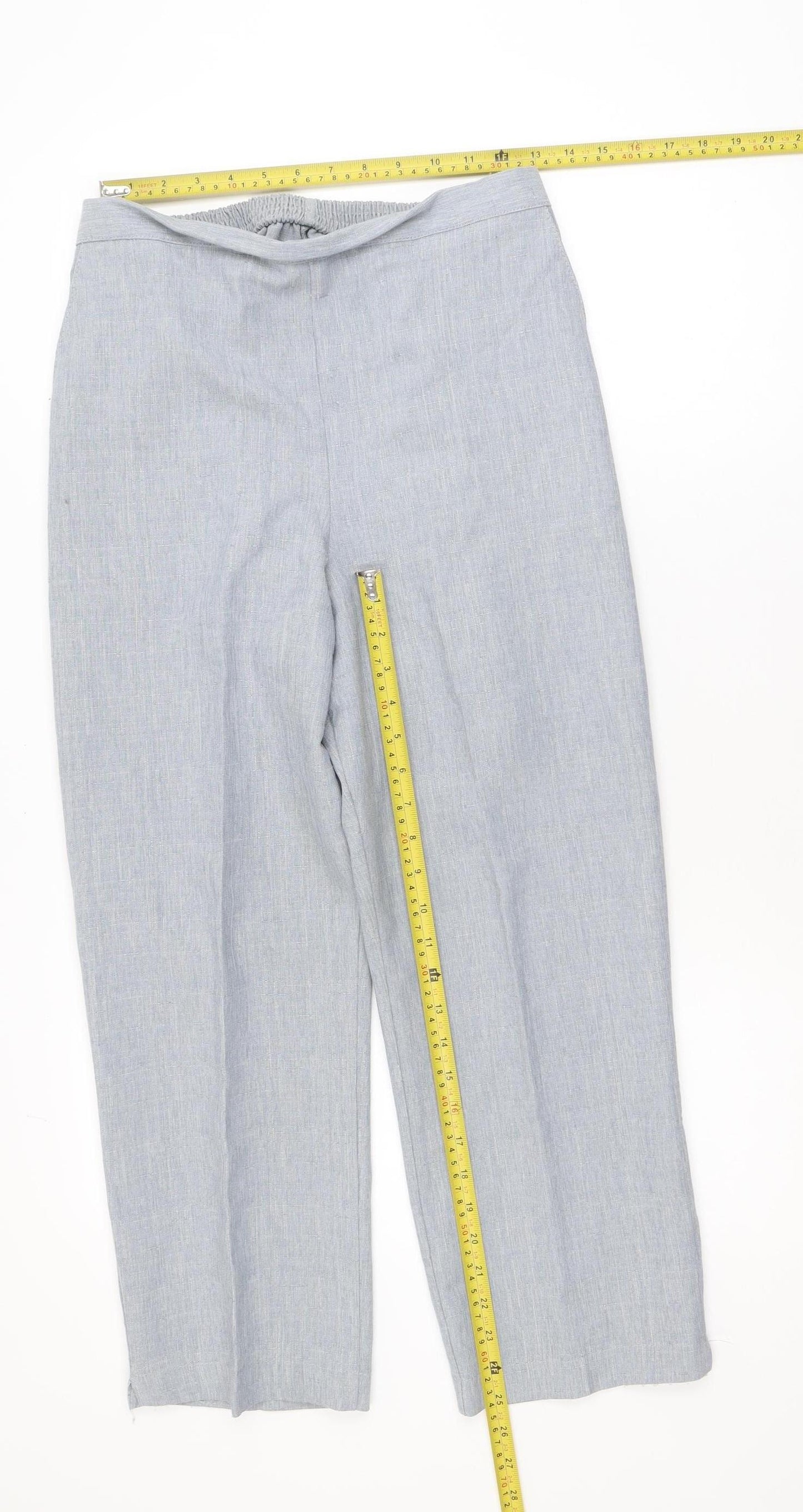 Bassini Women’s Grey Cropped Trousers Size 14 Polyester Elastic Waist