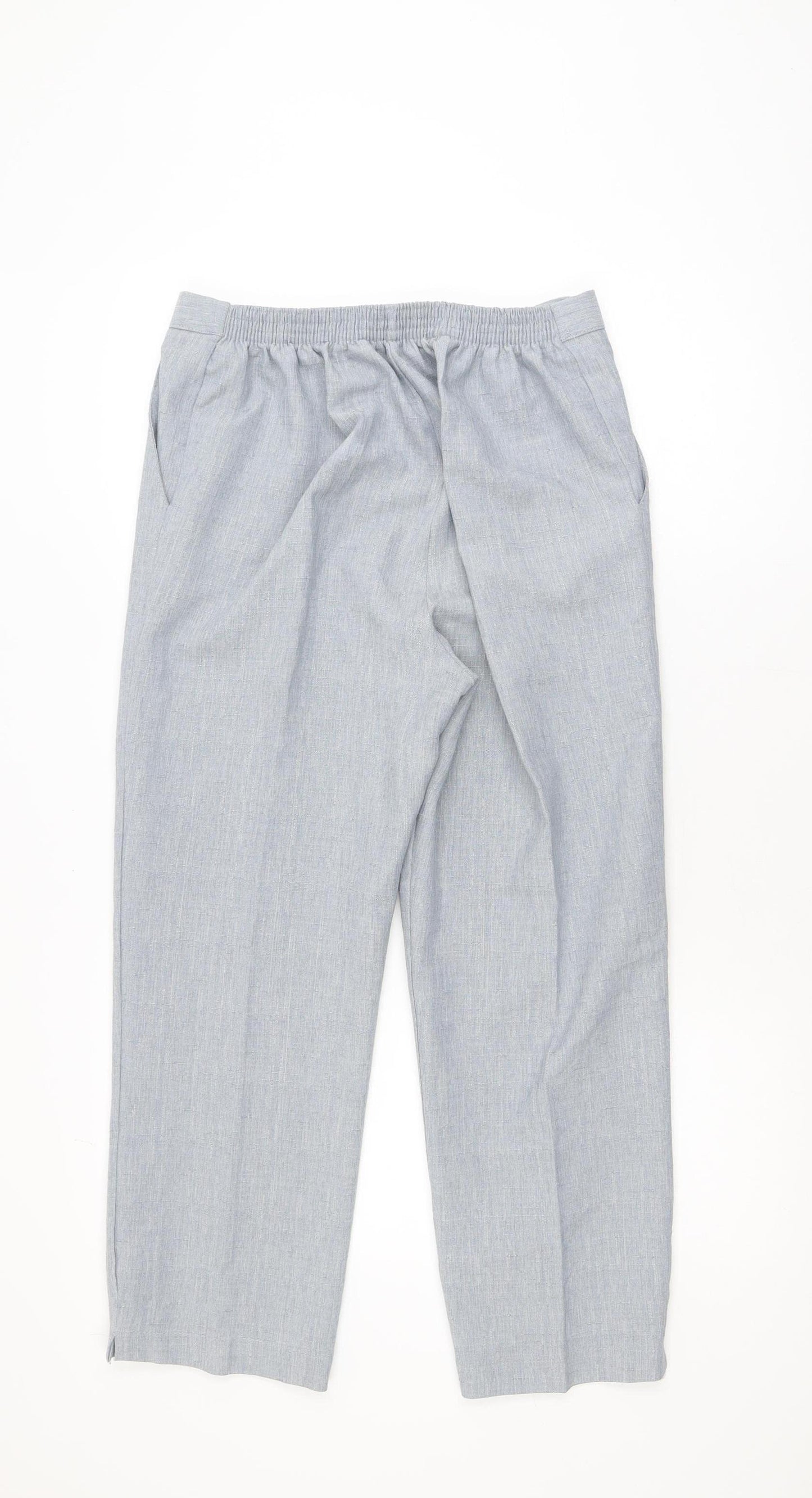 Bassini Women’s Grey Cropped Trousers Size 14 Polyester Elastic Waist
