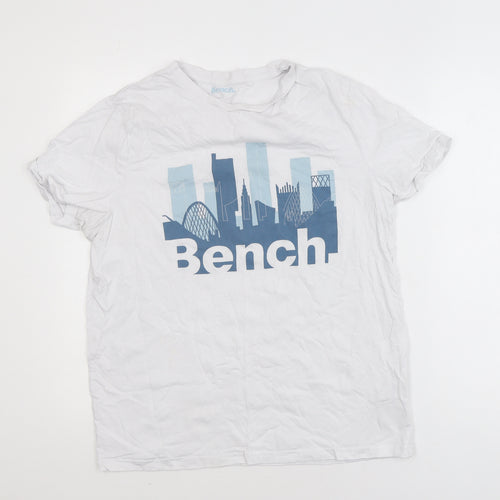 Bench Men’s White Graphic City Print Cotton T-Shirt Size L