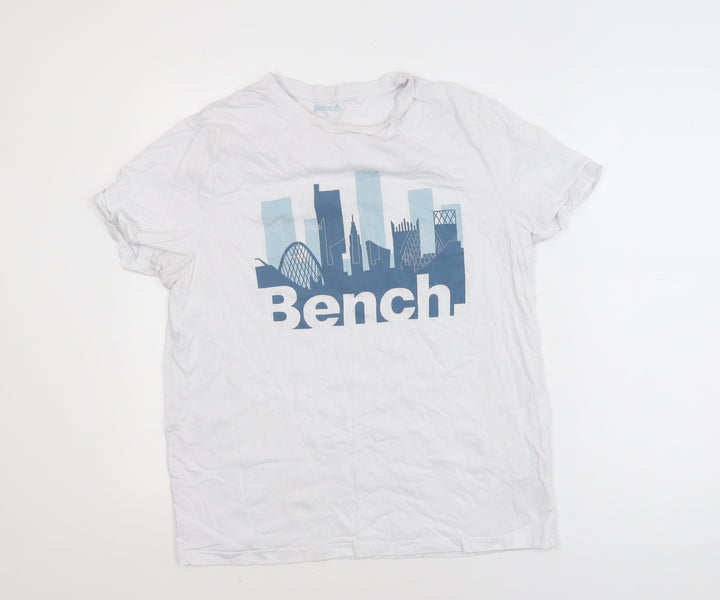 Bench Men’s White Graphic City Print Cotton T-Shirt Size L