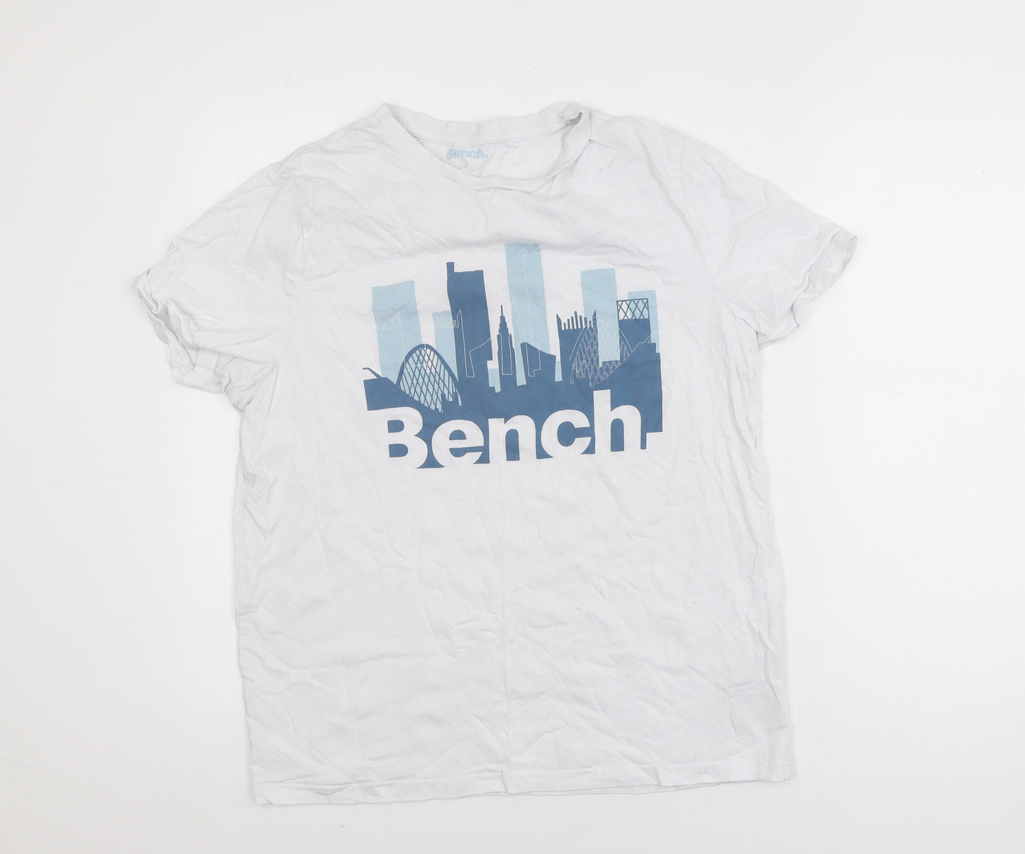 Bench Men’s White Graphic City Print Cotton T-Shirt Size L