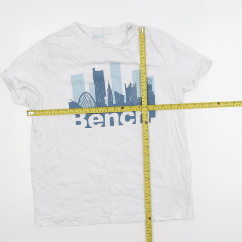 Bench Men’s White Graphic City Print Cotton T-Shirt Size L