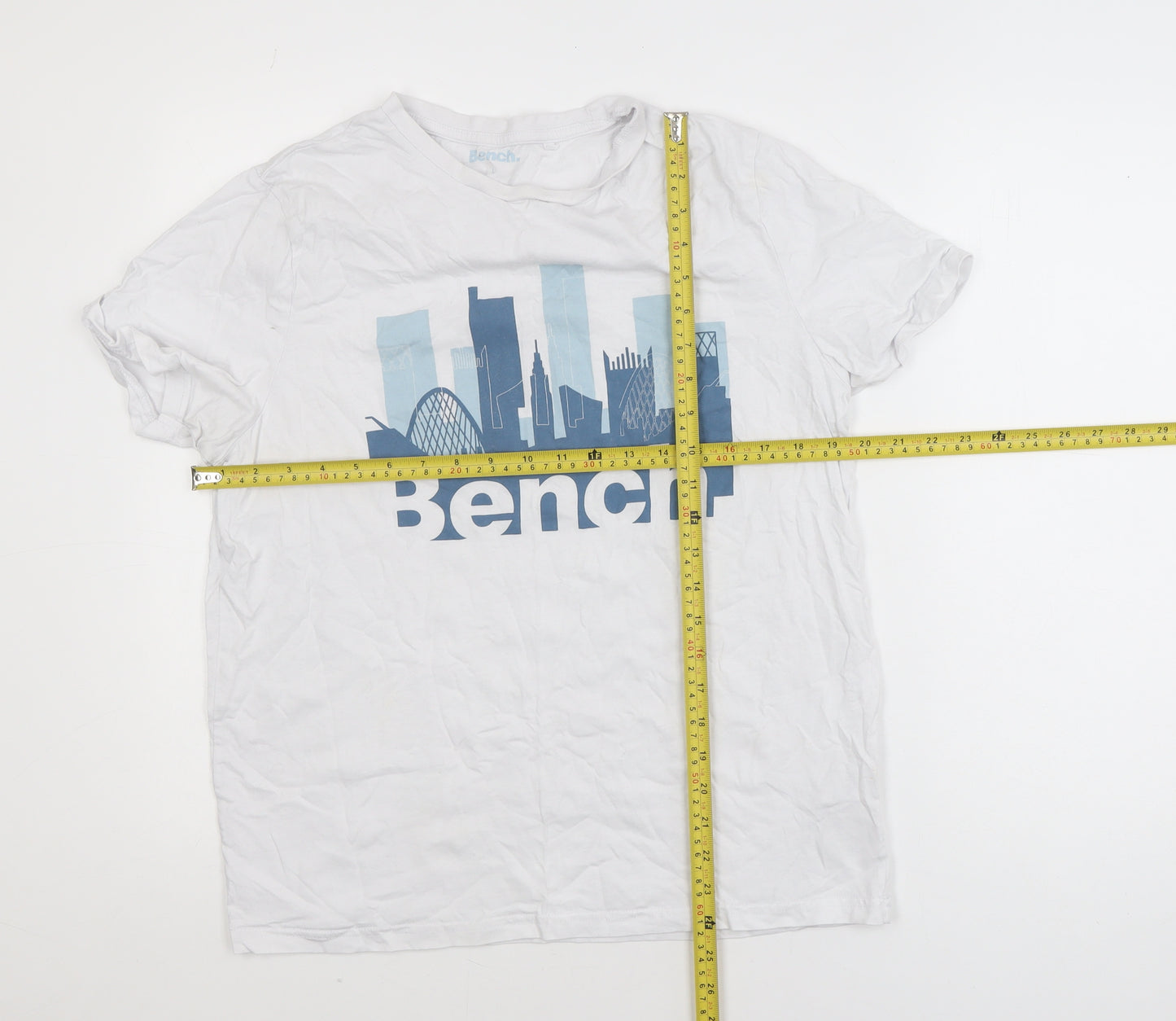 Bench Men’s White Graphic City Print Cotton T-Shirt Size L
