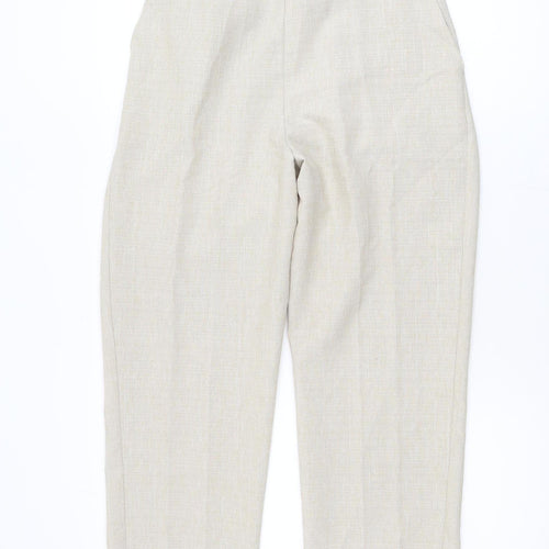 Bassini Womens Beige Size 14 Straight Leg Elastic Waist Trousers