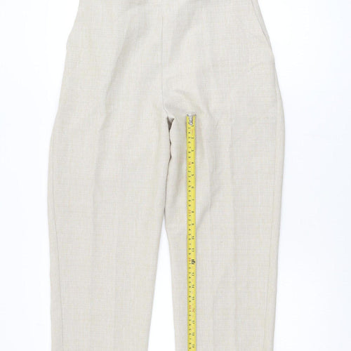 Bassini Womens Beige Size 14 Straight Leg Elastic Waist Trousers