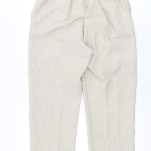 Bassini Womens Beige Size 14 Straight Leg Elastic Waist Trousers