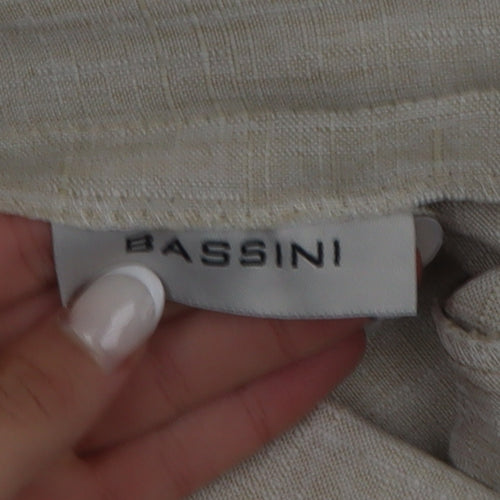 Bassini Womens Beige Size 14 Straight Leg Elastic Waist Trousers