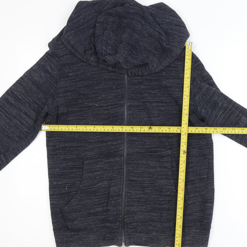 Zara Men Blue M Hooded Cotton Full Zip Casual Jacket