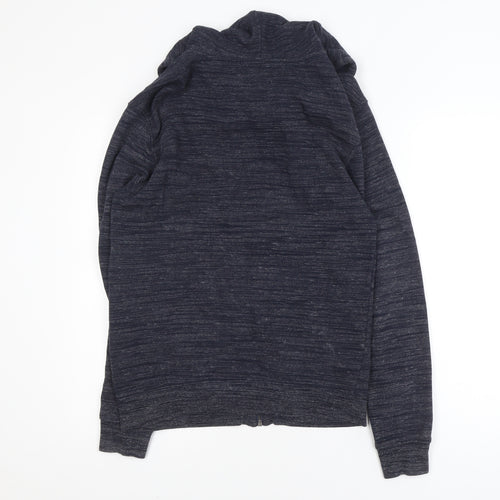 Zara Men Blue M Hooded Cotton Full Zip Casual Jacket