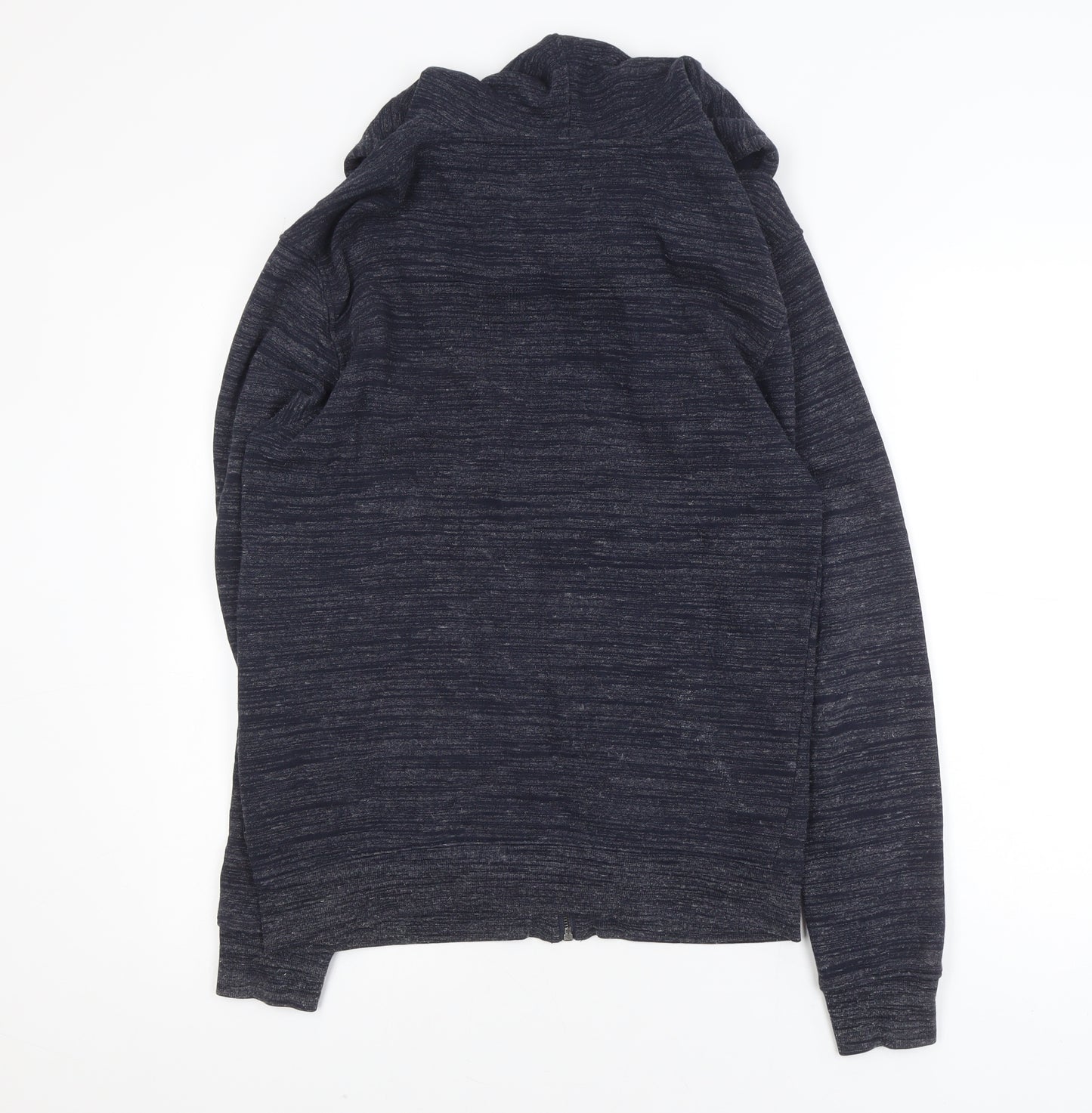 Zara Men Blue M Hooded Cotton Full Zip Casual Jacket
