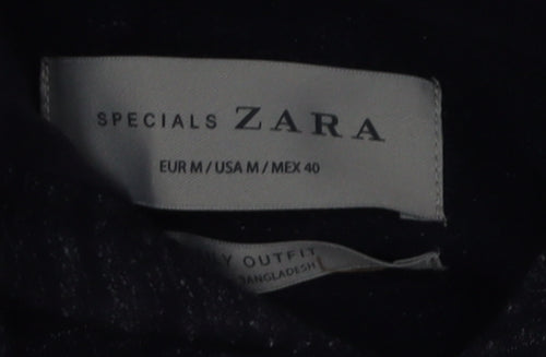 Zara Men Blue M Hooded Cotton Full Zip Casual Jacket