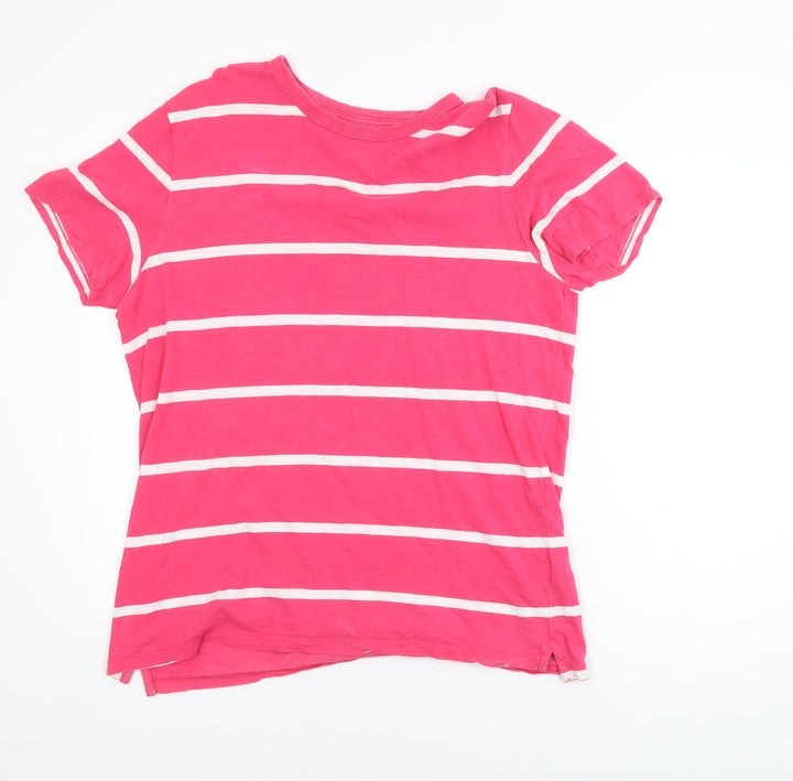 GAP Women's Pink White Striped Cotton Basic T-Shirt Size L