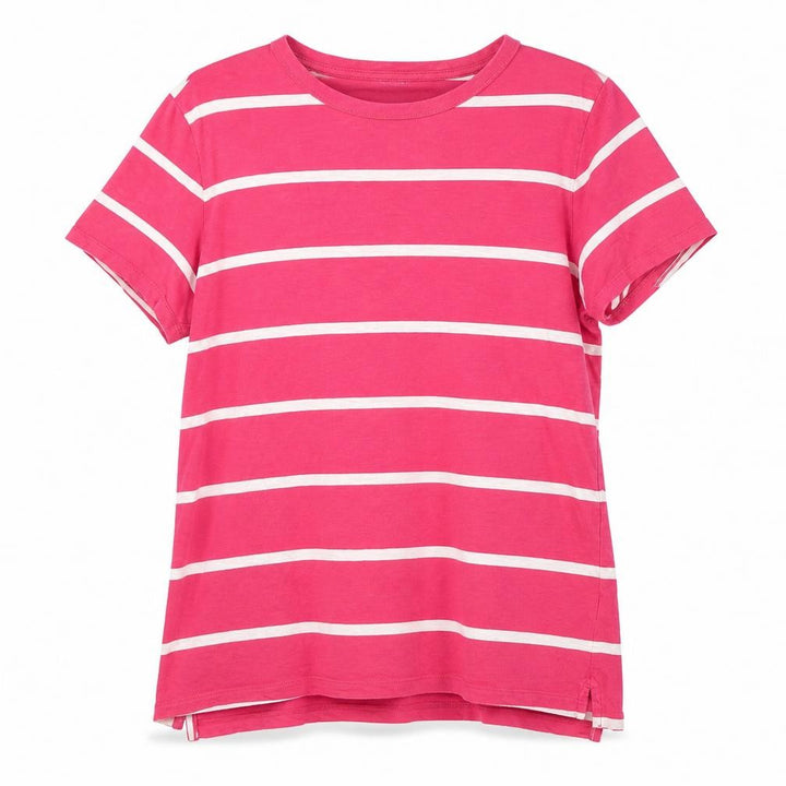 Gap Women's Pink White Striped Cotton Basic T-Shirt Size L
