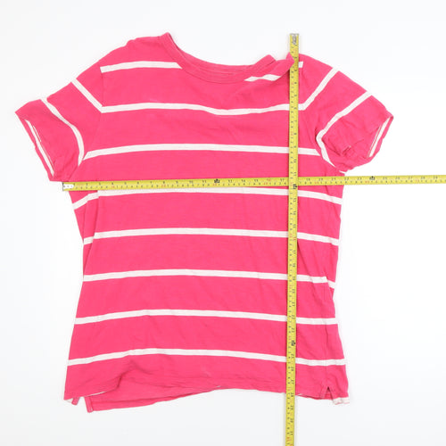 GAP Women's Pink White Striped Cotton Basic T-Shirt Size L