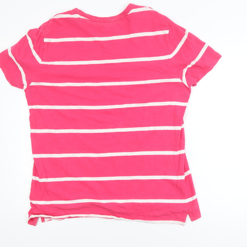 GAP Women's Pink White Striped Cotton Basic T-Shirt Size L