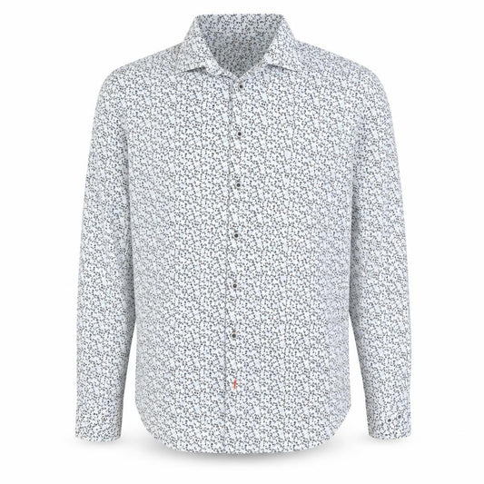 Front view of Tresanti Women Blue Floral Cotton Long Sleeve Button-Up Shirt, size 16