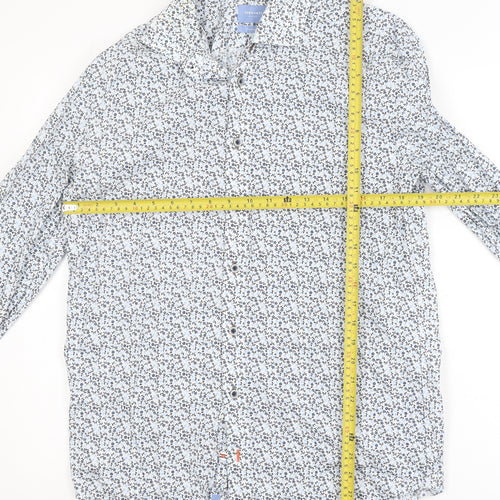 Tresanti Women Blue Floral Cotton Long Sleeve Button-Up Shirt Size 16