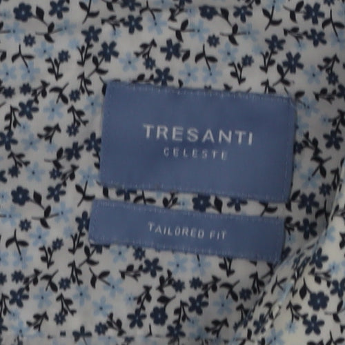 Tresanti Women Blue Floral Cotton Long Sleeve Button-Up Shirt Size 16