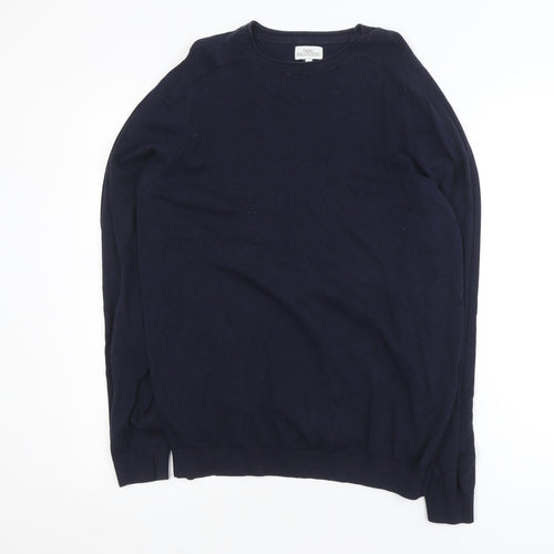 Next Men's Blue Cotton Blend Crew Neck Jumper Size M