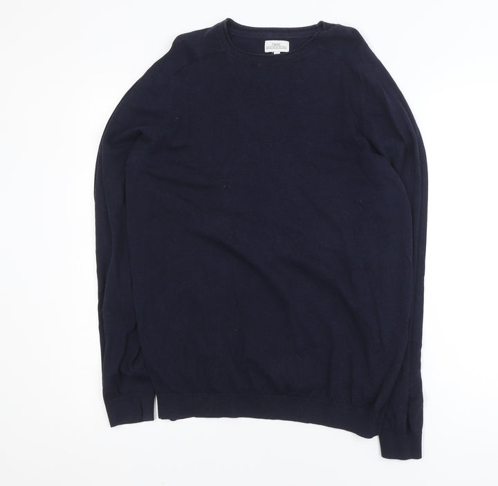 Next Men's Blue Cotton Blend Crew Neck Jumper Size M