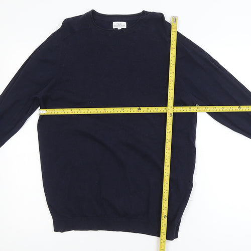 Next Men's Blue Cotton Blend Crew Neck Jumper Size M