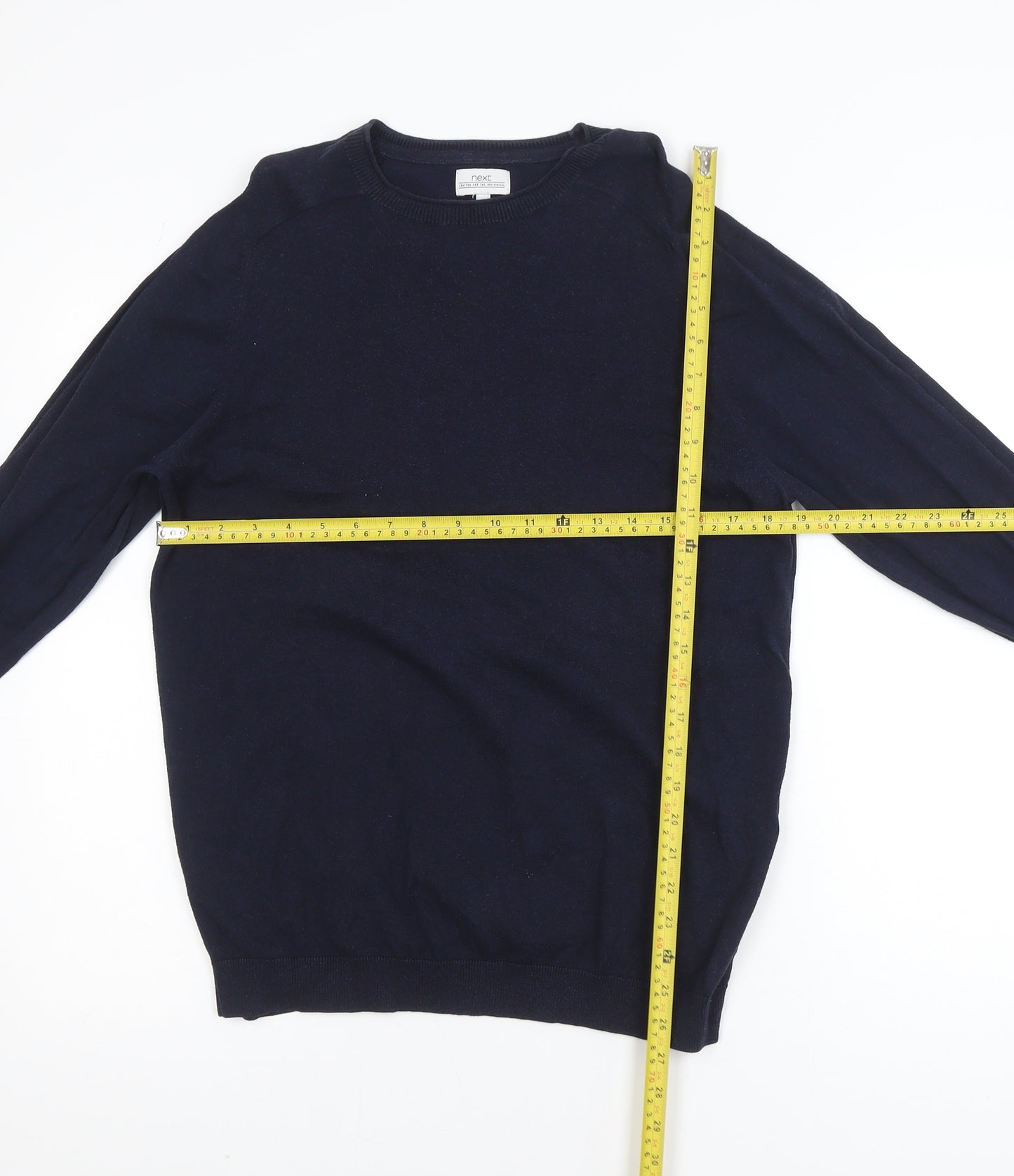 Next Men's Blue Cotton Blend Crew Neck Jumper Size M