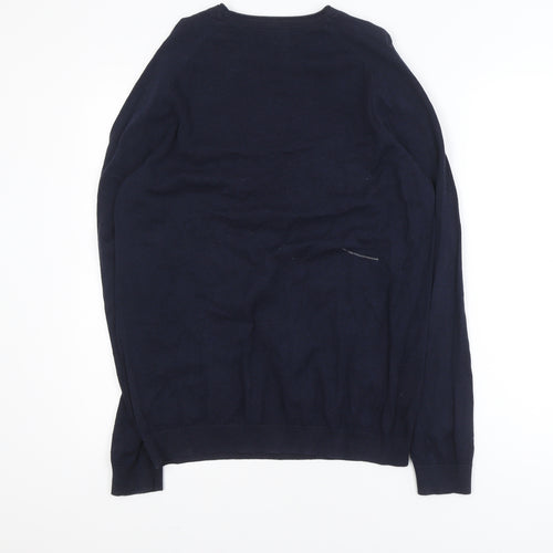 Next Men's Blue Cotton Blend Crew Neck Jumper Size M