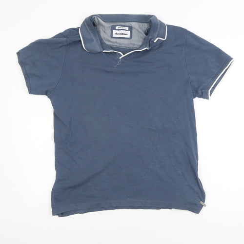 Threadbare Men's Blue Regular Fit Cotton Polo Shirt Size L