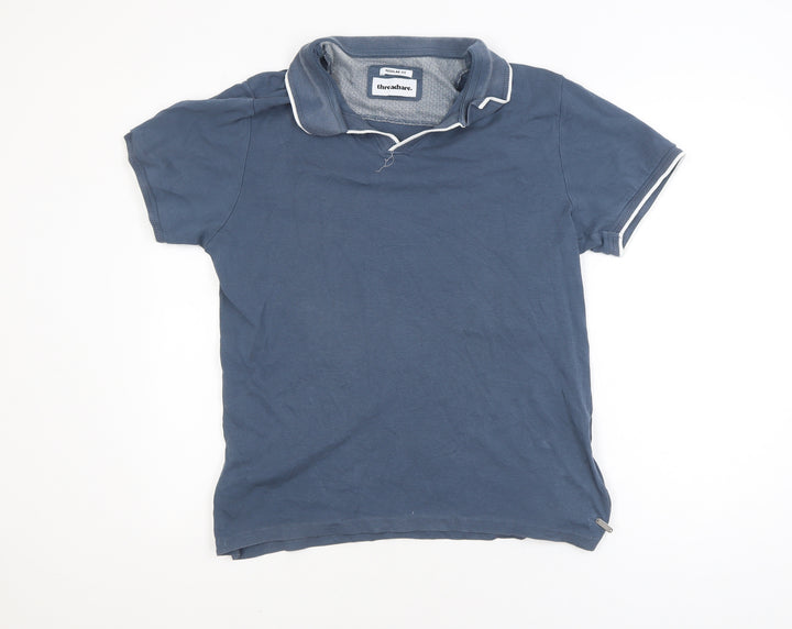 Threadbare Men's Blue Regular Fit Cotton Polo Shirt Size L