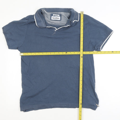 Threadbare Men's Blue Regular Fit Cotton Polo Shirt Size L
