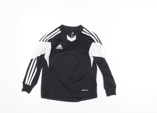 Adidas Boys Black White Climacool Long Sleeve Sports T-Shirt 2XS