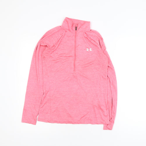 Under Armour Women's Pink 1/4 Zip Track Jacket Size S Moisture Wicking