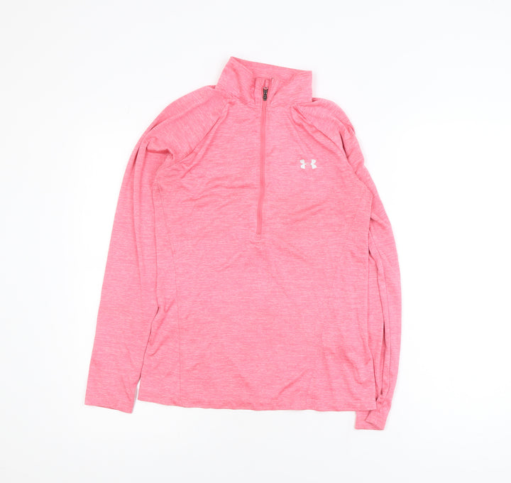 Under Armour Women's Pink 1/4 Zip Track Jacket Size S Moisture Wicking