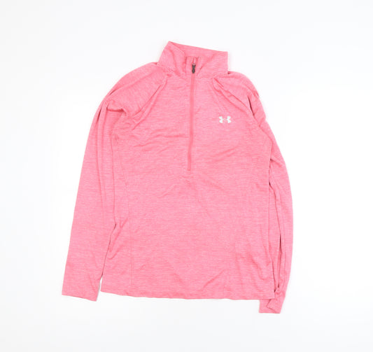 Under Armour Women's Pink 1/4 Zip Track Jacket Size S Moisture Wicking