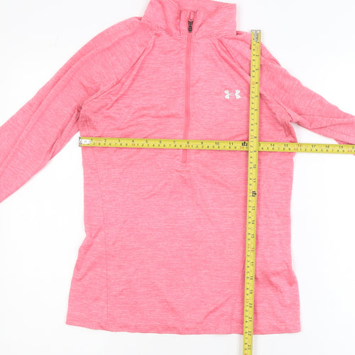Under Armour Women's Pink 1/4 Zip Track Jacket Size S Moisture Wicking