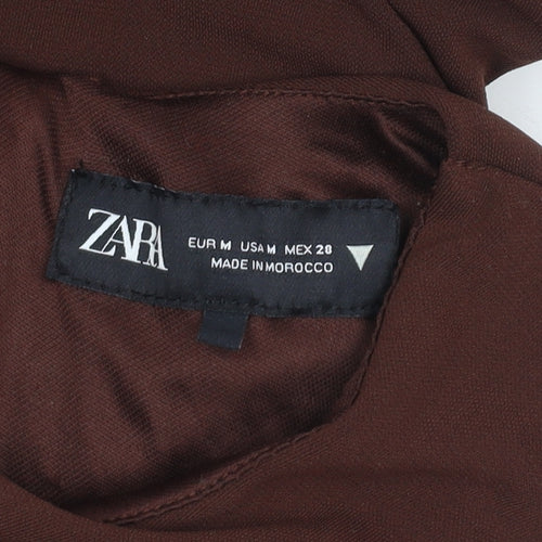 Zara Women Brown Sleeveless Ruched Bodycon Knee Length Dress Size 12