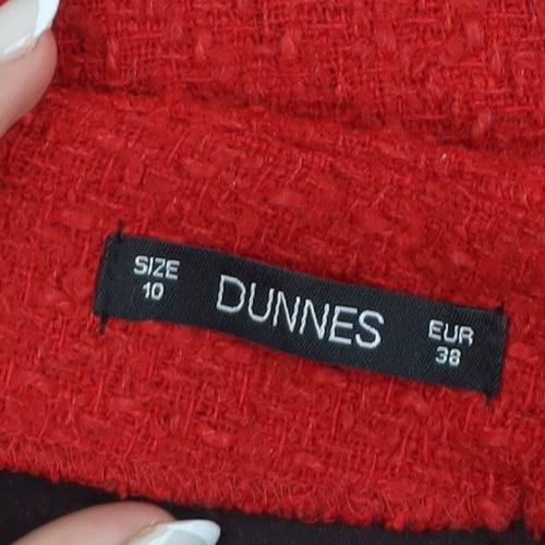 Dunnes Women Red Tweed Short Skirt Size 10 High Waist