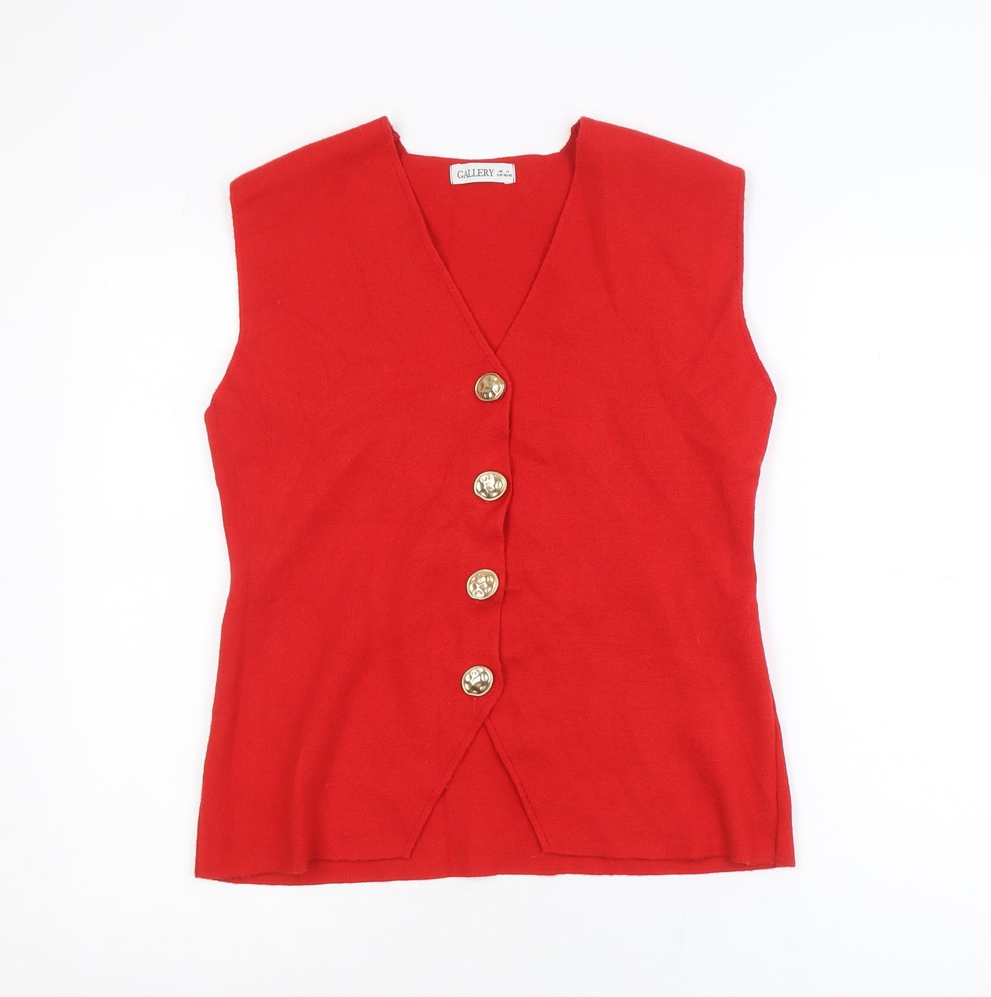 Gallery Women’s Red Sleeveless Button-Up Knit Top Size M